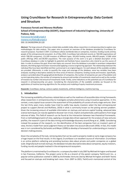 Using Crunchbase for Research in Entrepreneurship: .